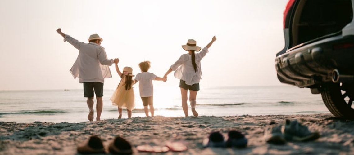 family on beach vacation